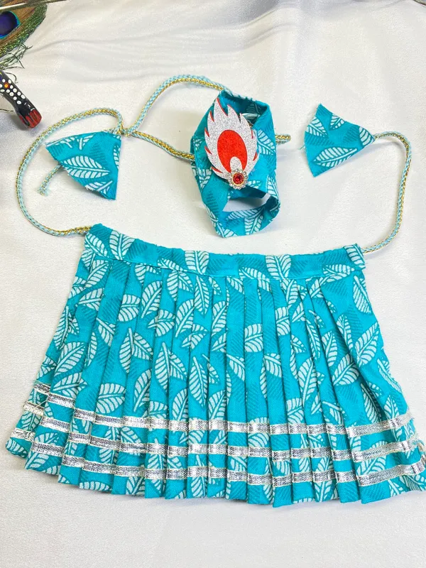Laddu_Gopal_Aqua_Leaf__Dress_With__Pagdi
