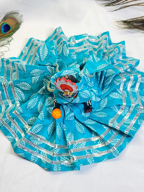 Laddu_Gopal_Aqua_Leaf__Dress_With__Pagdi