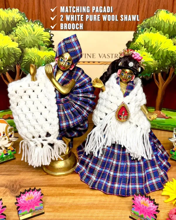 Blue_Check_Radha_Krishna_Poshak_(with_Pagdi_&_2_Shawls)