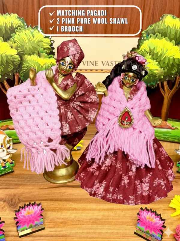 Red_and_Pink_Woolen__Radha_Krishna_Poshak_(with_Pagdi_&_2_Shawls)
