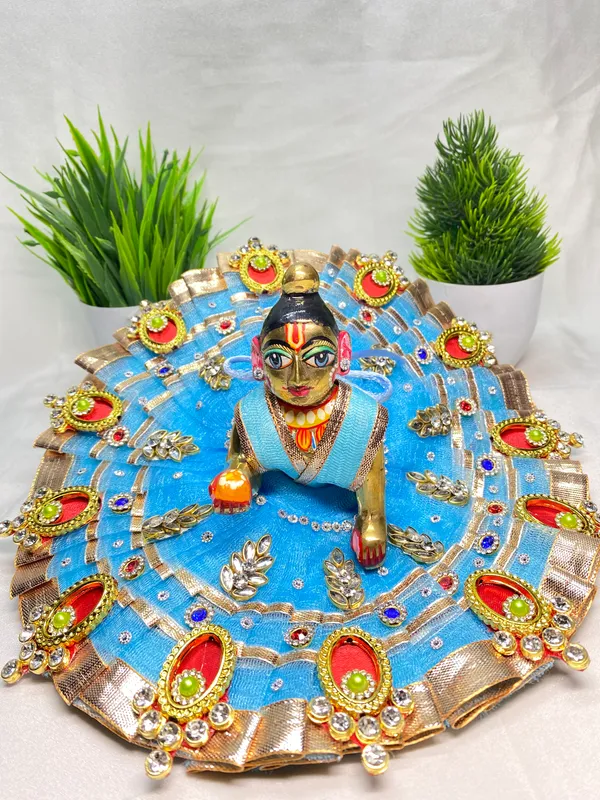 Laddu_Gopal_Aqua_Blue_Dress_With_Pagdi