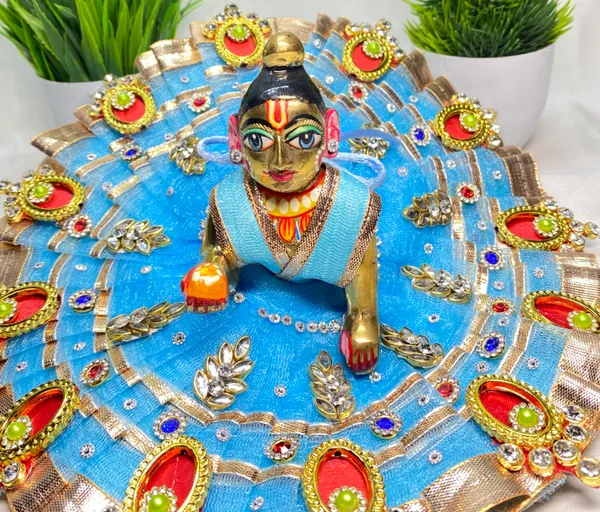 Laddu_Gopal_Aqua_Blue_Dress_With_Pagdi