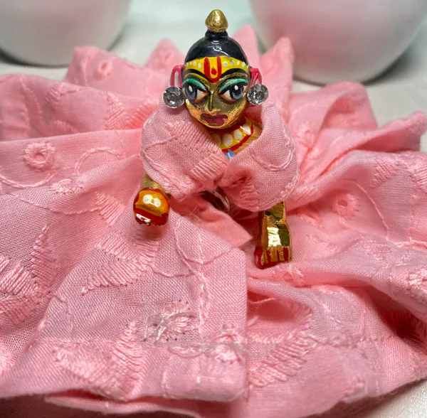 Laddu_Gopal_Baby_Pink_Cotton_Dress_with_Pagdi