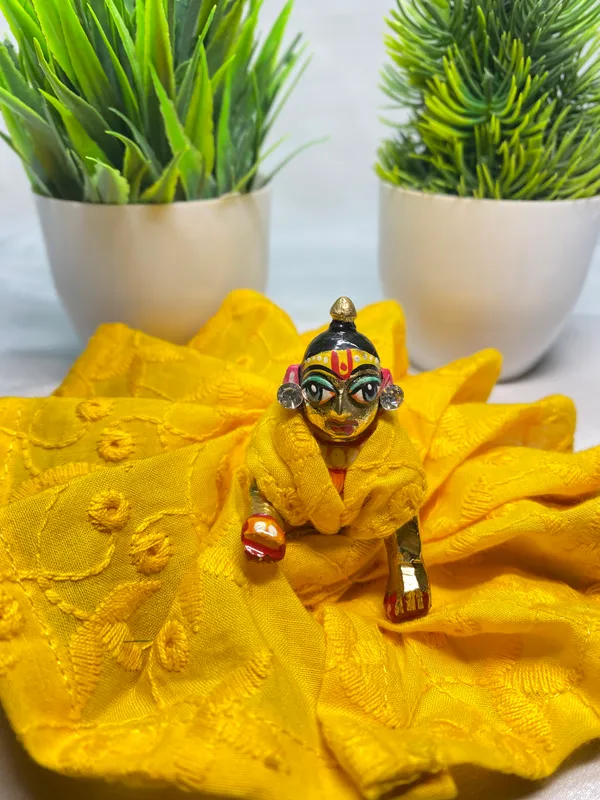 Laddu_Gopal_Yellow_Chikankari_Cotton_Dress