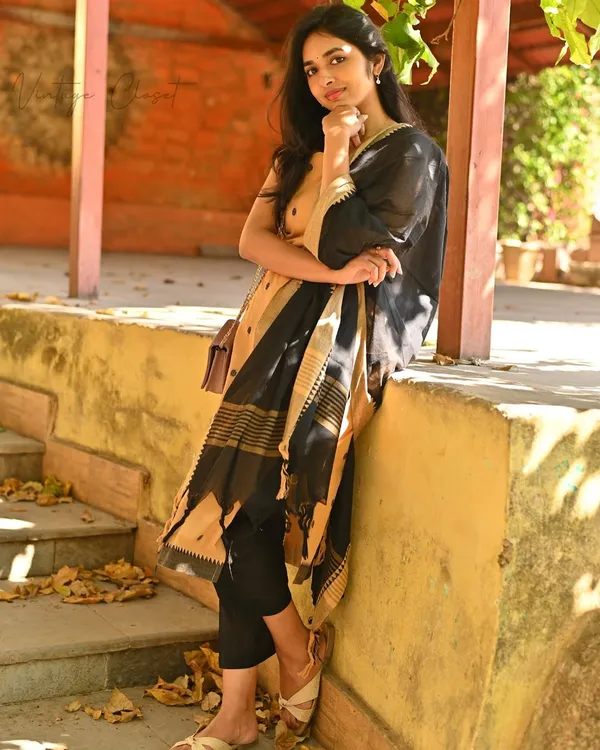 Cream_South_Pure_Cotton_Handloom_Kurta_Pant_With_Dupatta_Set_For_Women