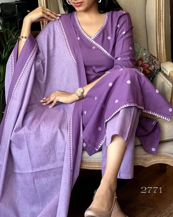 Purple_South_Cotton_Kurti_Pant_With_Dupatta_Set_For_Women