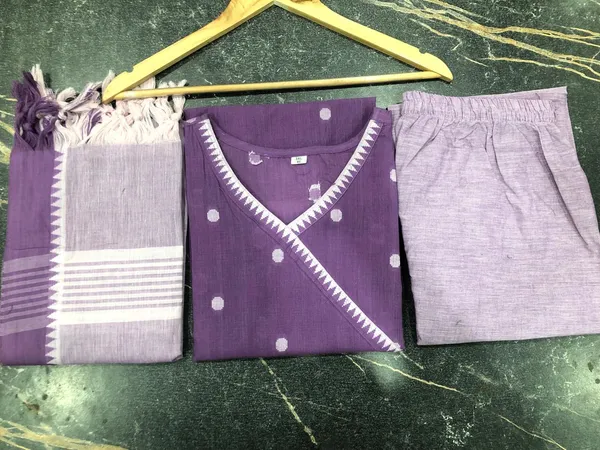 Purple_South_Cotton_Kurti_Pant_With_Dupatta_Set_For_Women