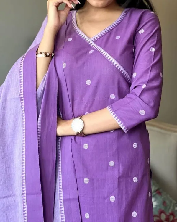 Purple_South_Cotton_Kurti_Pant_With_Dupatta_Set_For_Women