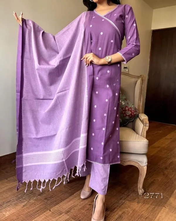 Purple_South_Cotton_Kurti_Pant_With_Dupatta_Set_For_Women