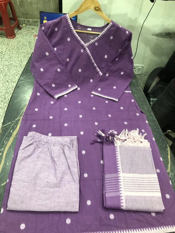Purple_South_Cotton_Kurti_Pant_With_Dupatta_Set_For_Women