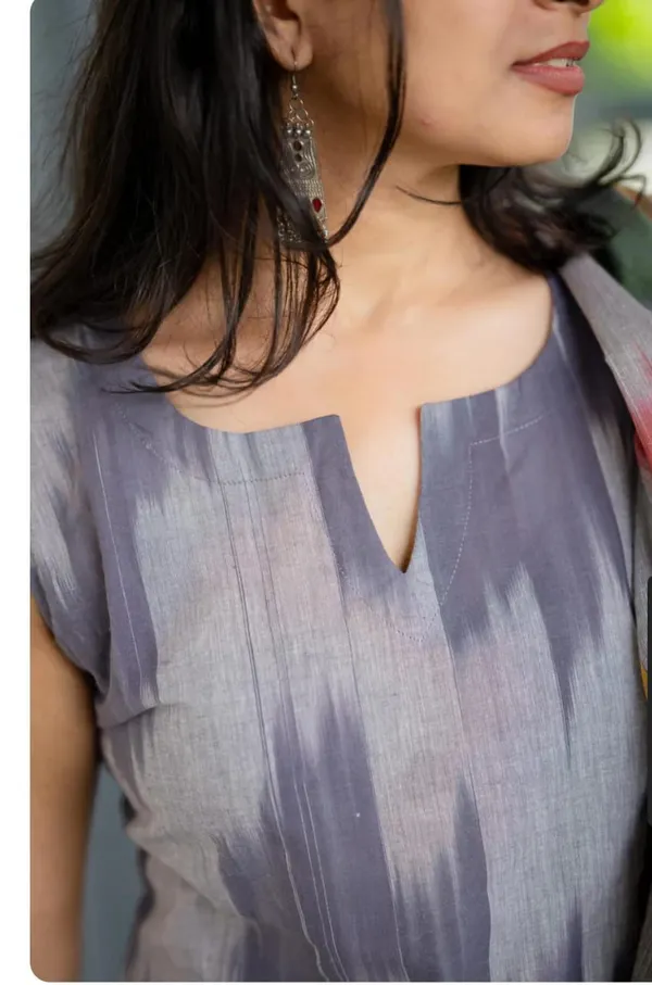 Grey_South_Cotton_Ikkat_Kurta_Pant_With_Dupatta_Set_For_Women