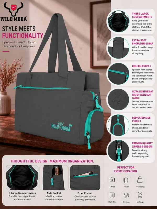 Grey_&_Blue_Polyester_Solid_Zip_Closure_Shoulder_Bag_For_Women_(27_X_35_Cm)