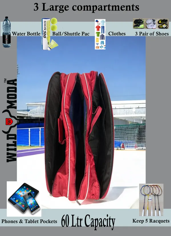 Maroon_Polyester_Badminton_Bag_For_Men_&_Women_(65_L)