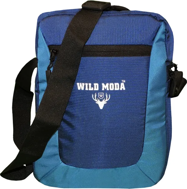 Blue_Polyester_Non-Detachable_Strap_Zipper_Closure_Multipurpose_Travel_Sling_Bag_For_Men_&_Women_(31_X_23_Cm)