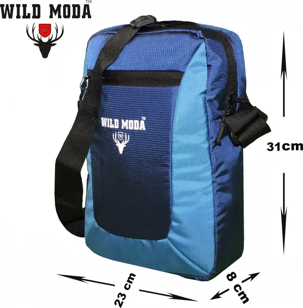 Blue_Polyester_Non-Detachable_Strap_Zipper_Closure_Multipurpose_Travel_Sling_Bag_For_Men_&_Women_(31_X_23_Cm)