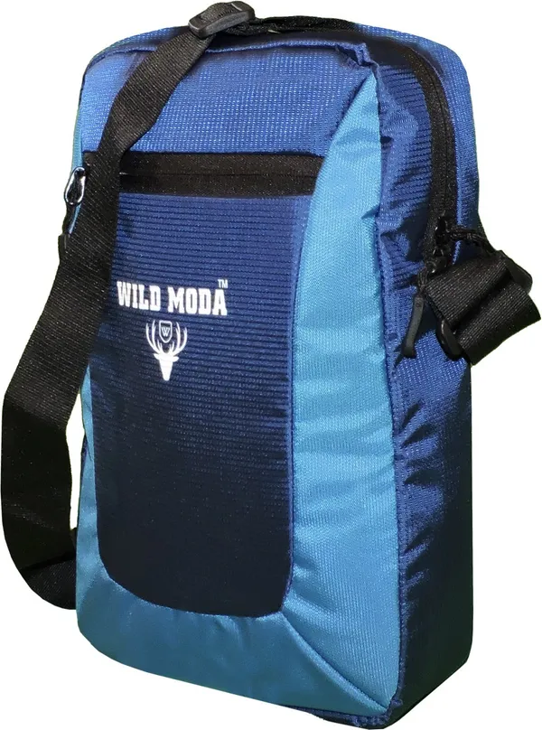 Blue_Polyester_Non-Detachable_Strap_Zipper_Closure_Multipurpose_Travel_Sling_Bag_For_Men_&_Women_(31_X_23_Cm)