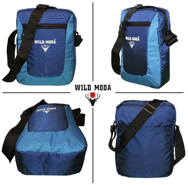 Blue_Polyester_Non-Detachable_Strap_Zipper_Closure_Multipurpose_Travel_Sling_Bag_For_Men_&_Women_(31_X_23_Cm)