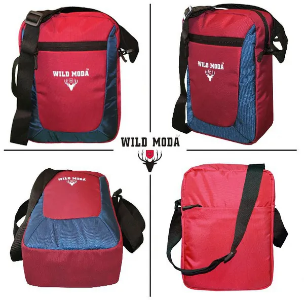 Maroon_Polyester_Non-Detachable_Strap_Zipper_Closure_Multipurpose_Travel_Sling_Bag_For_Men_&_Women_(31_X_23_Cm)