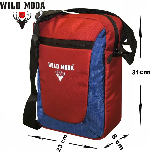 Maroon_Polyester_Non-Detachable_Strap_Zipper_Closure_Multipurpose_Travel_Sling_Bag_For_Men_&_Women_(31_X_23_Cm)
