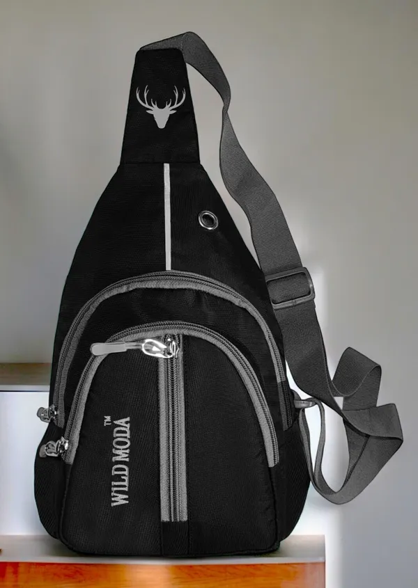 Black_Polyester_Non-Detachable_Strap_Zipper_Closure_Crossbody_Backpack_For_Men_&_Women_(30_X_22_Cm)
