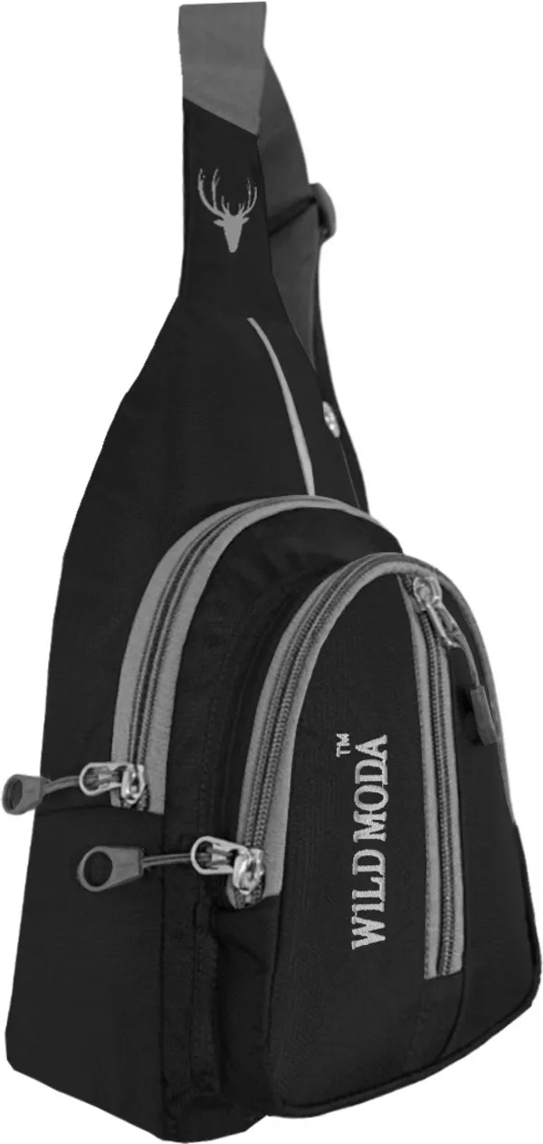 Black_Polyester_Non-Detachable_Strap_Zipper_Closure_Crossbody_Backpack_For_Men_&_Women_(30_X_22_Cm)