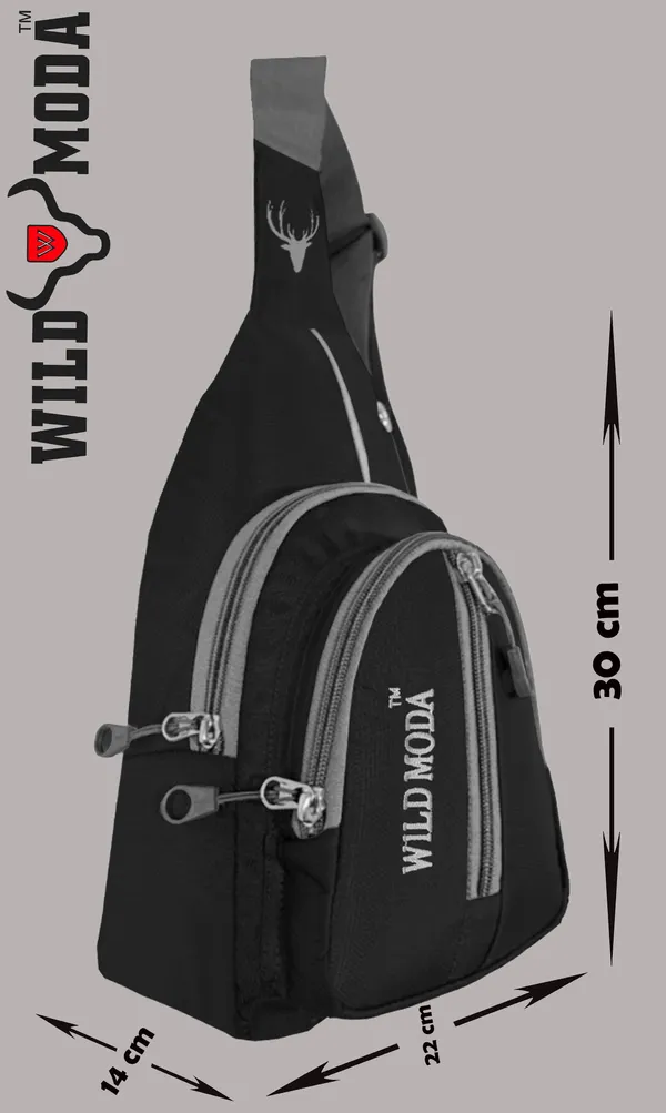 Black_Polyester_Non-Detachable_Strap_Zipper_Closure_Crossbody_Backpack_For_Men_&_Women_(30_X_22_Cm)