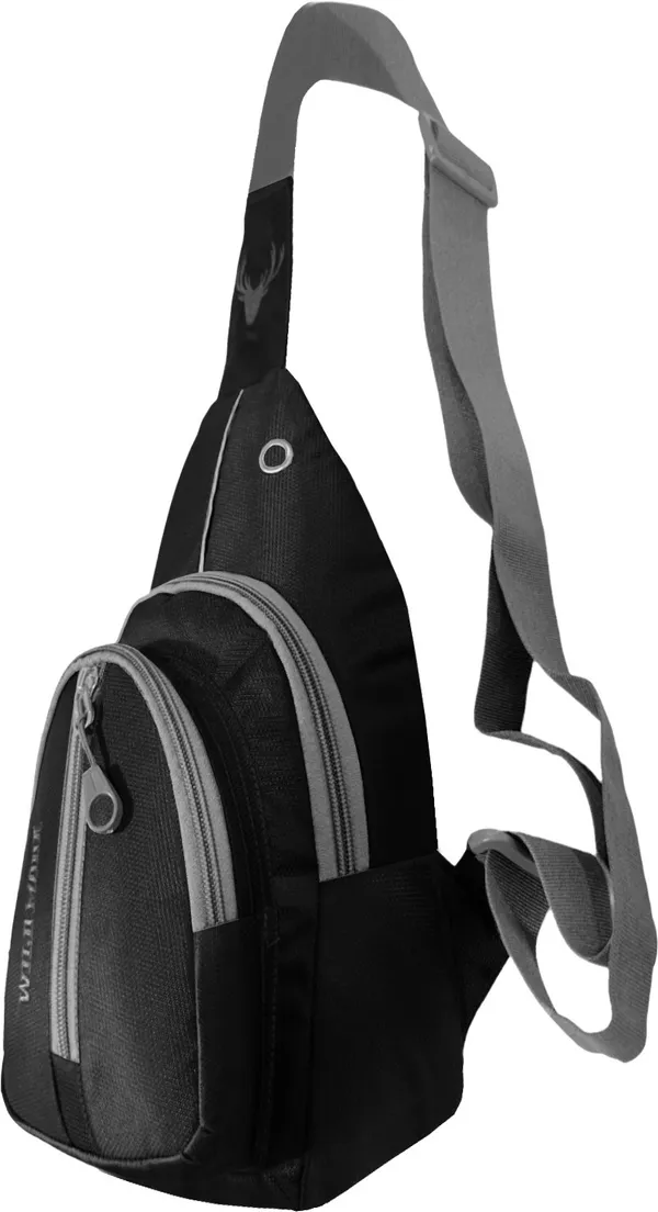 Black_Polyester_Non-Detachable_Strap_Zipper_Closure_Crossbody_Backpack_For_Men_&_Women_(30_X_22_Cm)