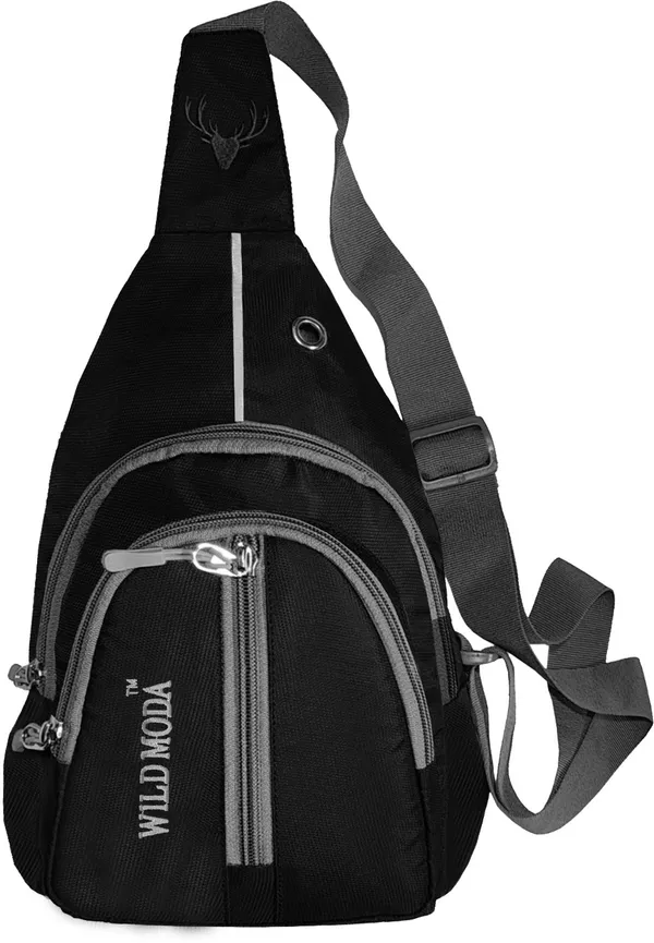 Black_Polyester_Non-Detachable_Strap_Zipper_Closure_Crossbody_Backpack_For_Men_&_Women_(30_X_22_Cm)