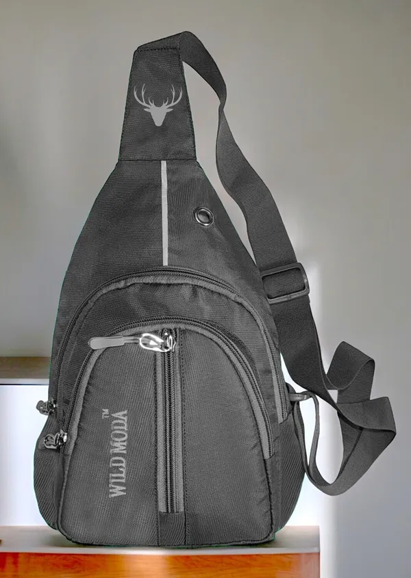Grey_Polyester_Non-Detachable_Strap_Zipper_Closure_Crossbody_Backpack_For_Men_&_Women_(30_X_22_Cm)