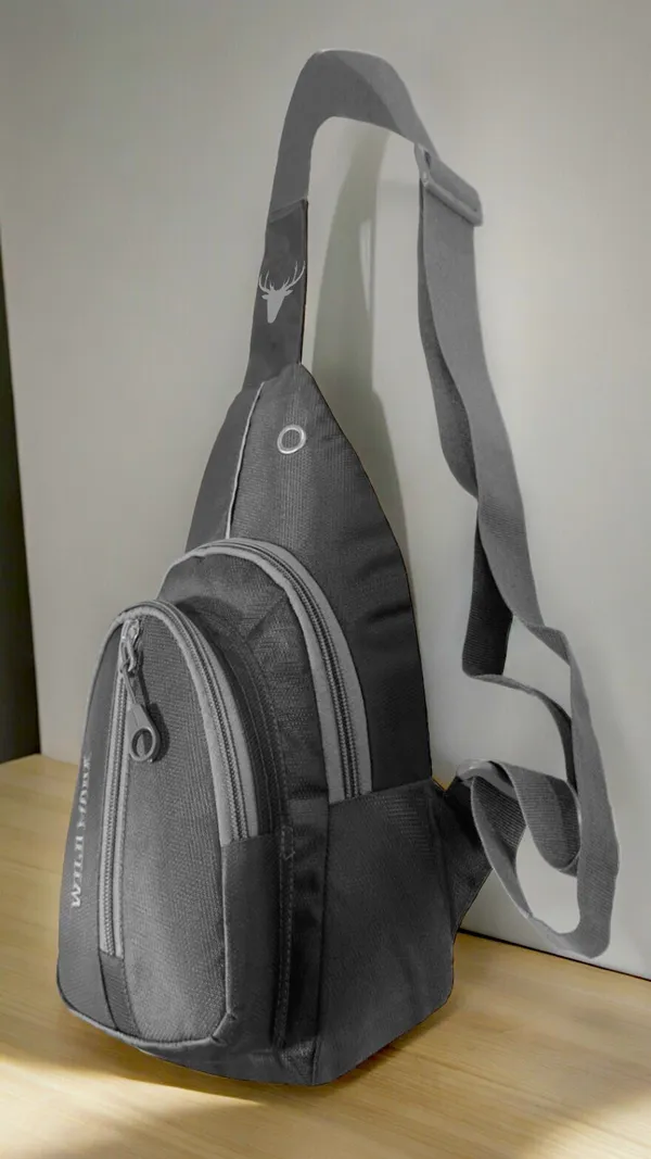 Grey_Polyester_Non-Detachable_Strap_Zipper_Closure_Crossbody_Backpack_For_Men_&_Women_(30_X_22_Cm)
