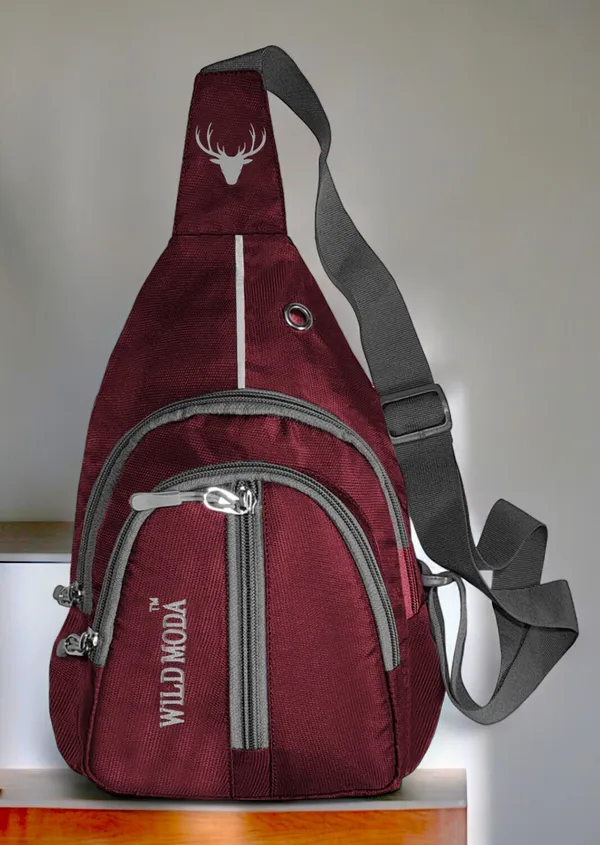 Maroon_Polyester_Non-Detachable_Strap_Zipper_Closure_Crossbody_Backpack_For_Men_&_Women_(30_X_22_Cm)