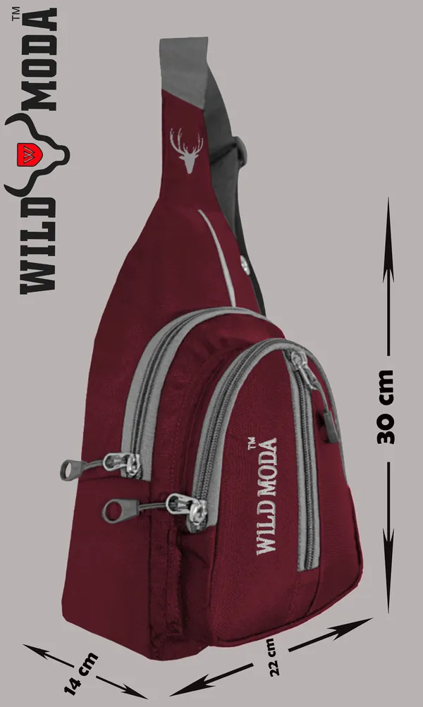 Maroon_Polyester_Non-Detachable_Strap_Zipper_Closure_Crossbody_Backpack_For_Men_&_Women_(30_X_22_Cm)