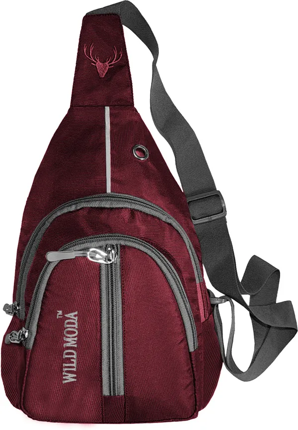 Maroon_Polyester_Non-Detachable_Strap_Zipper_Closure_Crossbody_Backpack_For_Men_&_Women_(30_X_22_Cm)
