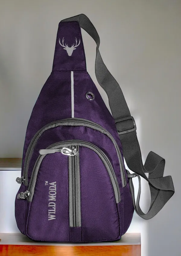 Purple_Polyester_Non-Detachable_Strap_Zipper_Closure_Crossbody_Backpack_For_Men_&_Women_(30_X_22_Cm)