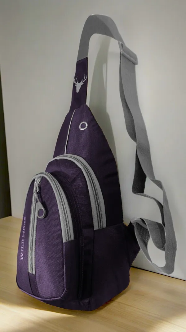 Purple_Polyester_Non-Detachable_Strap_Zipper_Closure_Crossbody_Backpack_For_Men_&_Women_(30_X_22_Cm)