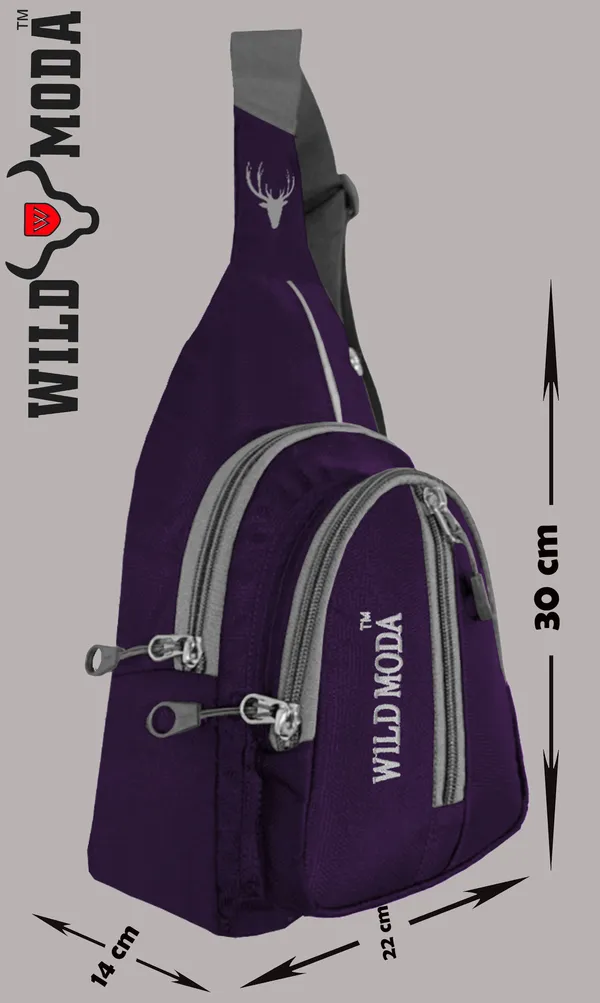 Purple_Polyester_Non-Detachable_Strap_Zipper_Closure_Crossbody_Backpack_For_Men_&_Women_(30_X_22_Cm)
