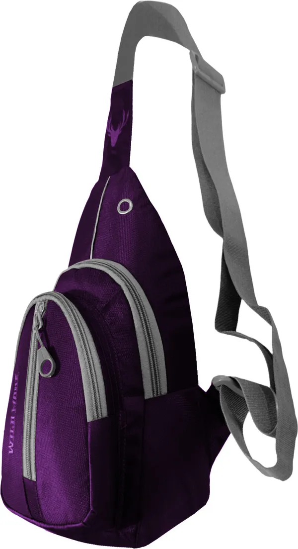 Purple_Polyester_Non-Detachable_Strap_Zipper_Closure_Crossbody_Backpack_For_Men_&_Women_(30_X_22_Cm)