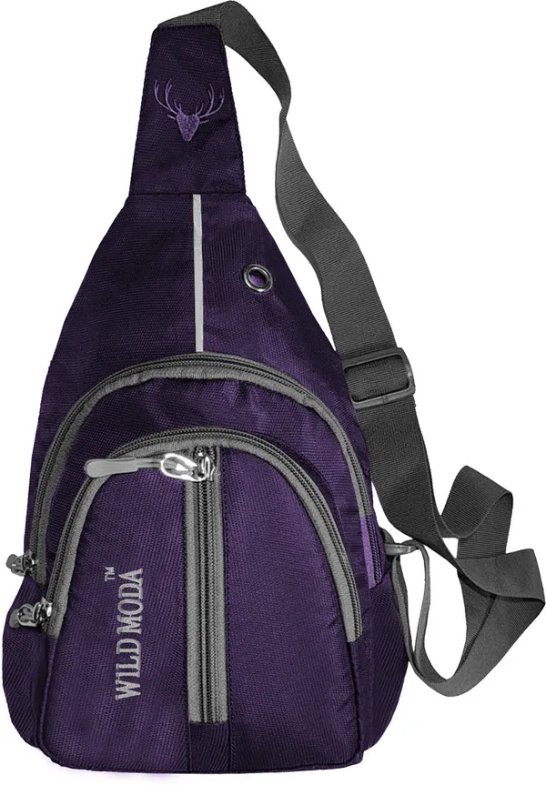 Purple_Polyester_Non-Detachable_Strap_Zipper_Closure_Crossbody_Backpack_For_Men_&_Women_(30_X_22_Cm)