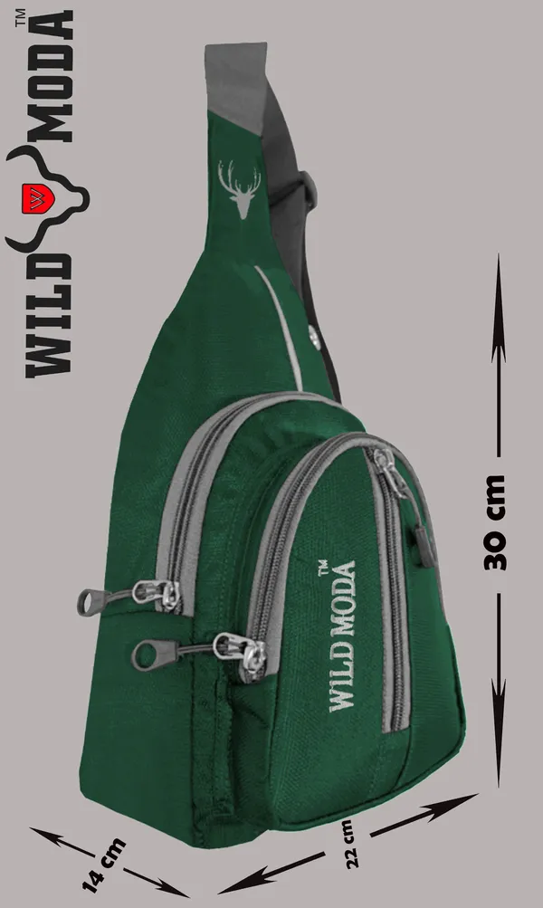 Green_Polyester_Non-Detachable_Strap_Zipper_Closure_Crossbody_Backpack_For_Men_&_Women_(30_X_22_Cm)