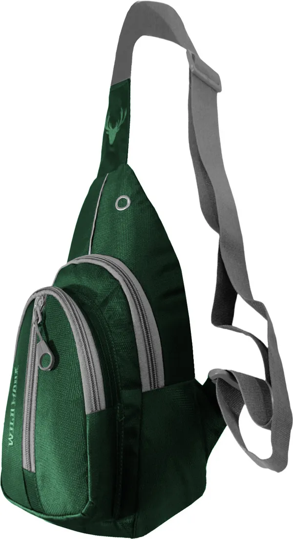 Green_Polyester_Non-Detachable_Strap_Zipper_Closure_Crossbody_Backpack_For_Men_&_Women_(30_X_22_Cm)