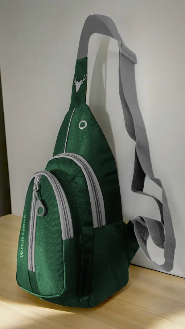 Green_Polyester_Non-Detachable_Strap_Zipper_Closure_Crossbody_Backpack_For_Men_&_Women_(30_X_22_Cm)