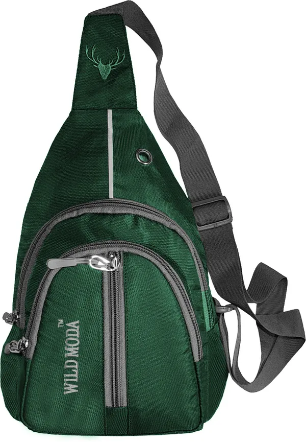 Green_Polyester_Non-Detachable_Strap_Zipper_Closure_Crossbody_Backpack_For_Men_&_Women_(30_X_22_Cm)