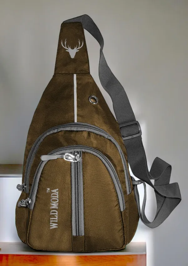 Khaki_Polyester_Non-Detachable_Strap_Zipper_Closure_Crossbody_Backpack_For_Men_&_Women_(30_X_22_Cm)