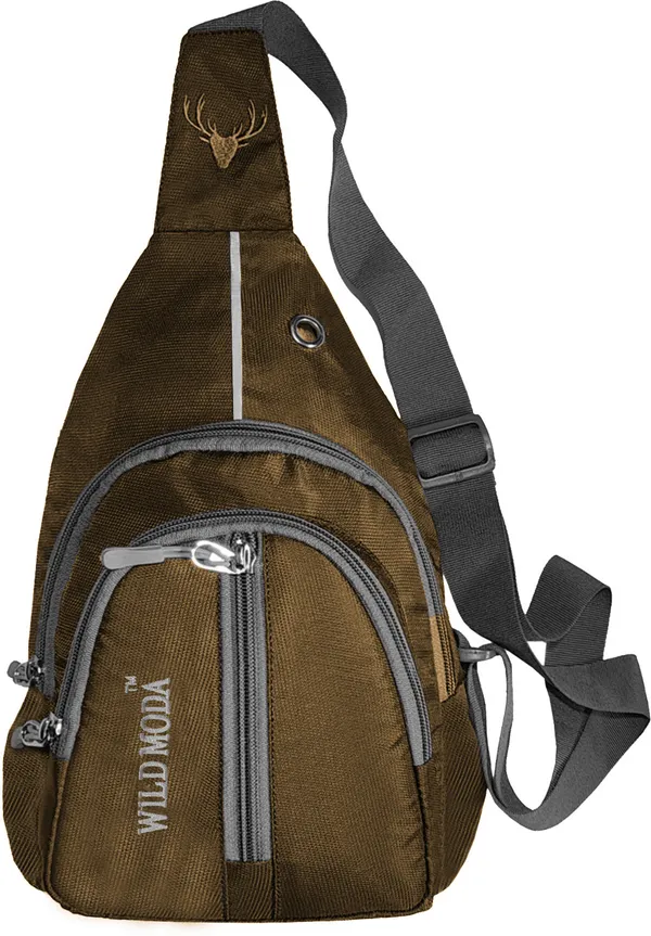 Khaki_Polyester_Non-Detachable_Strap_Zipper_Closure_Crossbody_Backpack_For_Men_&_Women_(30_X_22_Cm)