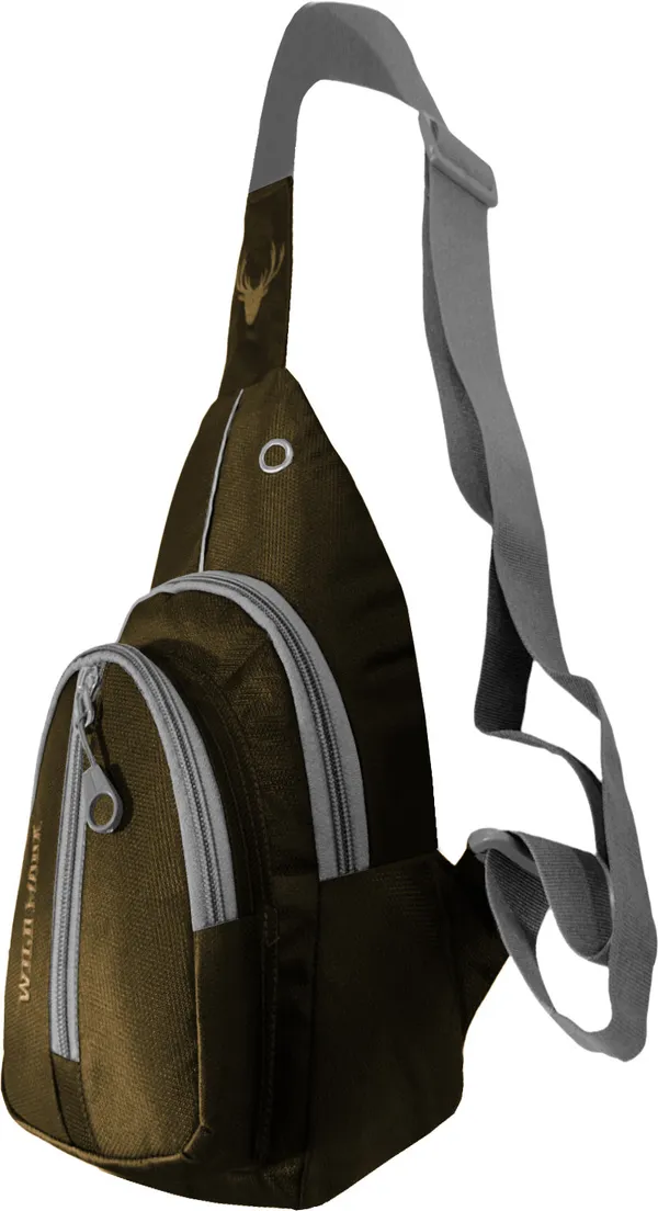 Khaki_Polyester_Non-Detachable_Strap_Zipper_Closure_Crossbody_Backpack_For_Men_&_Women_(30_X_22_Cm)