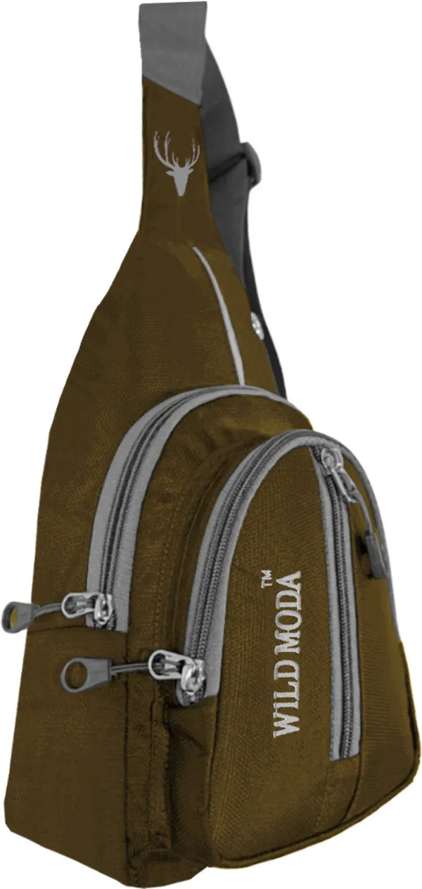 Khaki_Polyester_Non-Detachable_Strap_Zipper_Closure_Crossbody_Backpack_For_Men_&_Women_(30_X_22_Cm)