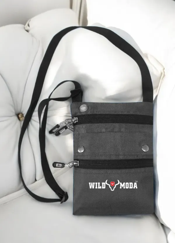 Grey_Polyester_Non-Detachable_Strap_Zipper_Closure_Travel_Sling_Bag_For_Men_&_Women_(21_X_16_Cm)