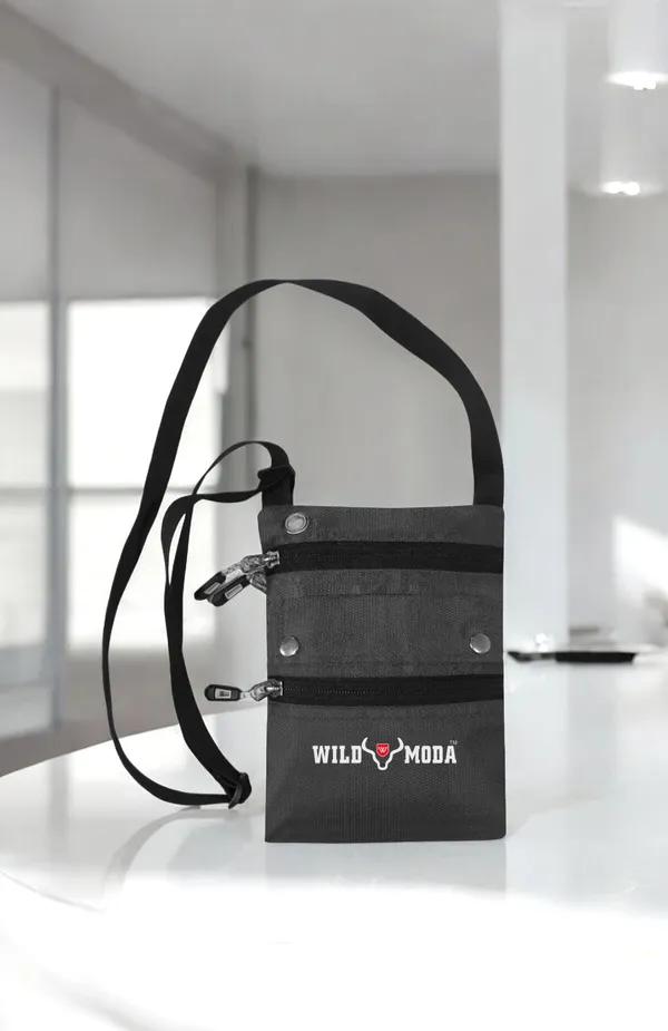 Grey_Polyester_Non-Detachable_Strap_Zipper_Closure_Travel_Sling_Bag_For_Men_&_Women_(21_X_16_Cm)