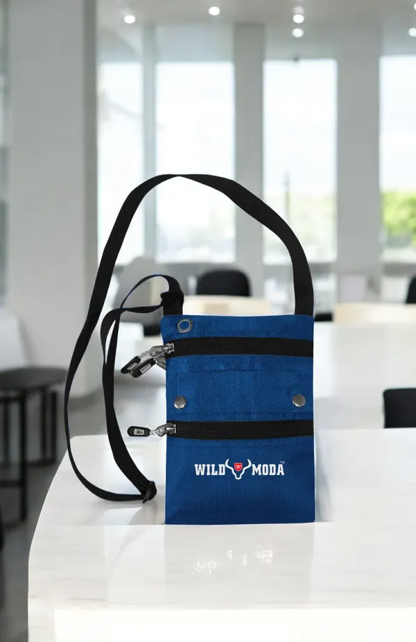 Blue_Polyester_Non-Detachable_Strap_Zipper_Closure_Travel_Sling_Bag_For_Men_&_Women_(21_X_16_Cm)