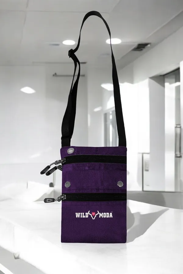 Purple_Polyester_Non-Detachable_Strap_Zipper_Closure_Travel_Sling_Bag_For_Men_&_Women_(21_X_16_Cm)